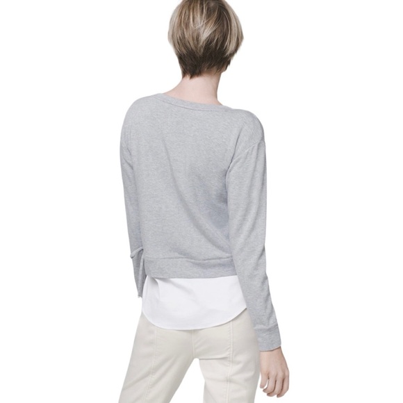 WHBM Long Sleeve Lace Up Sweatshirt with Faux Layer Shirt, Women’s size XS - Picture 7 of 10